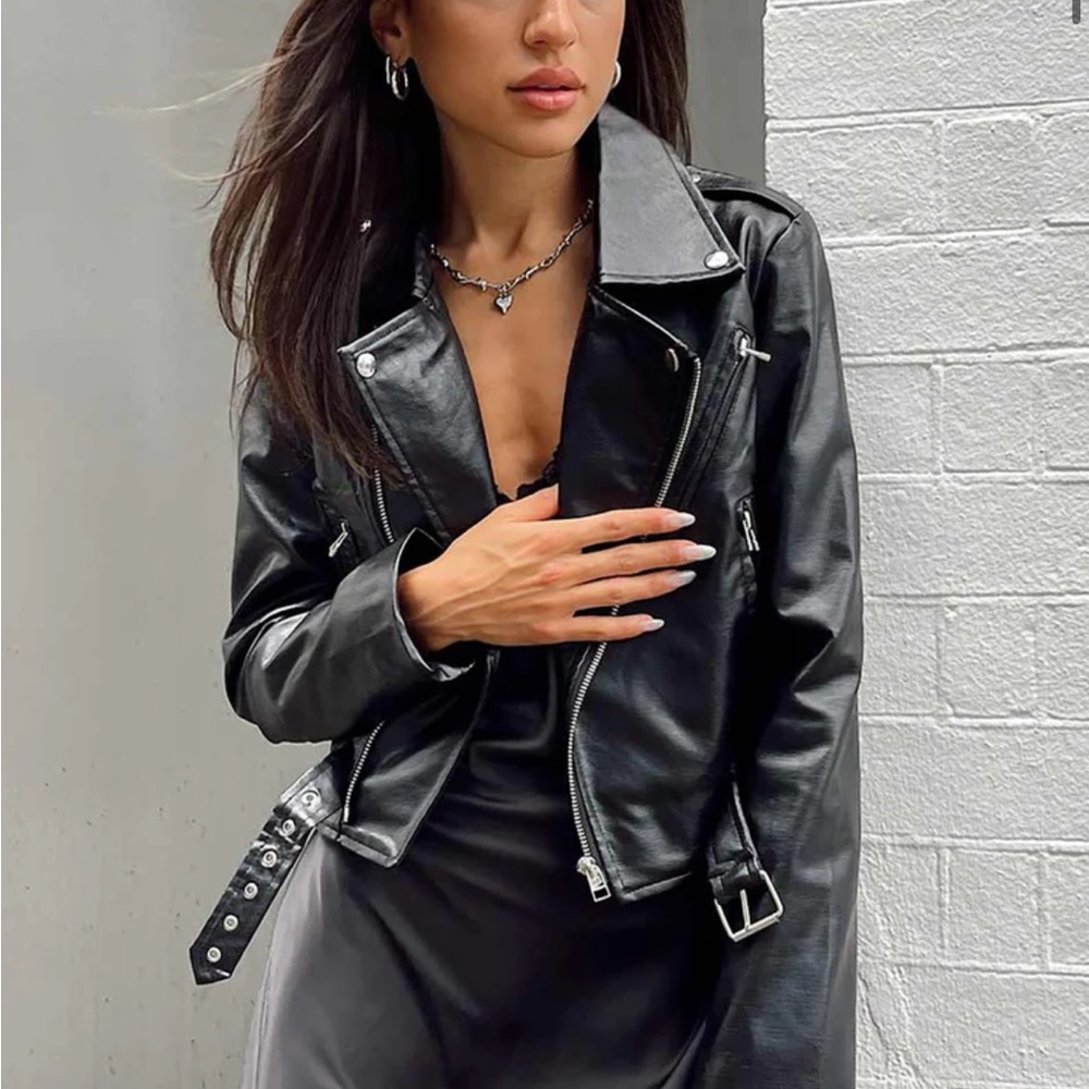 Princess Polly moto leather jacket size Small